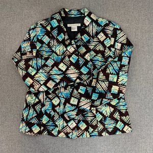 Requirements Retro Blazer Jacket Collared Button Down Long sleeve Large Blue‎